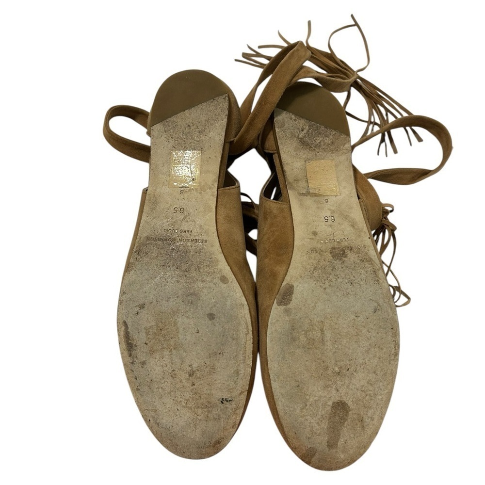 Sigerson Morrison Shoes Women's Size 6.5 Brown suede Ankle Wrap Ballet Flats - Picture 4 of 7